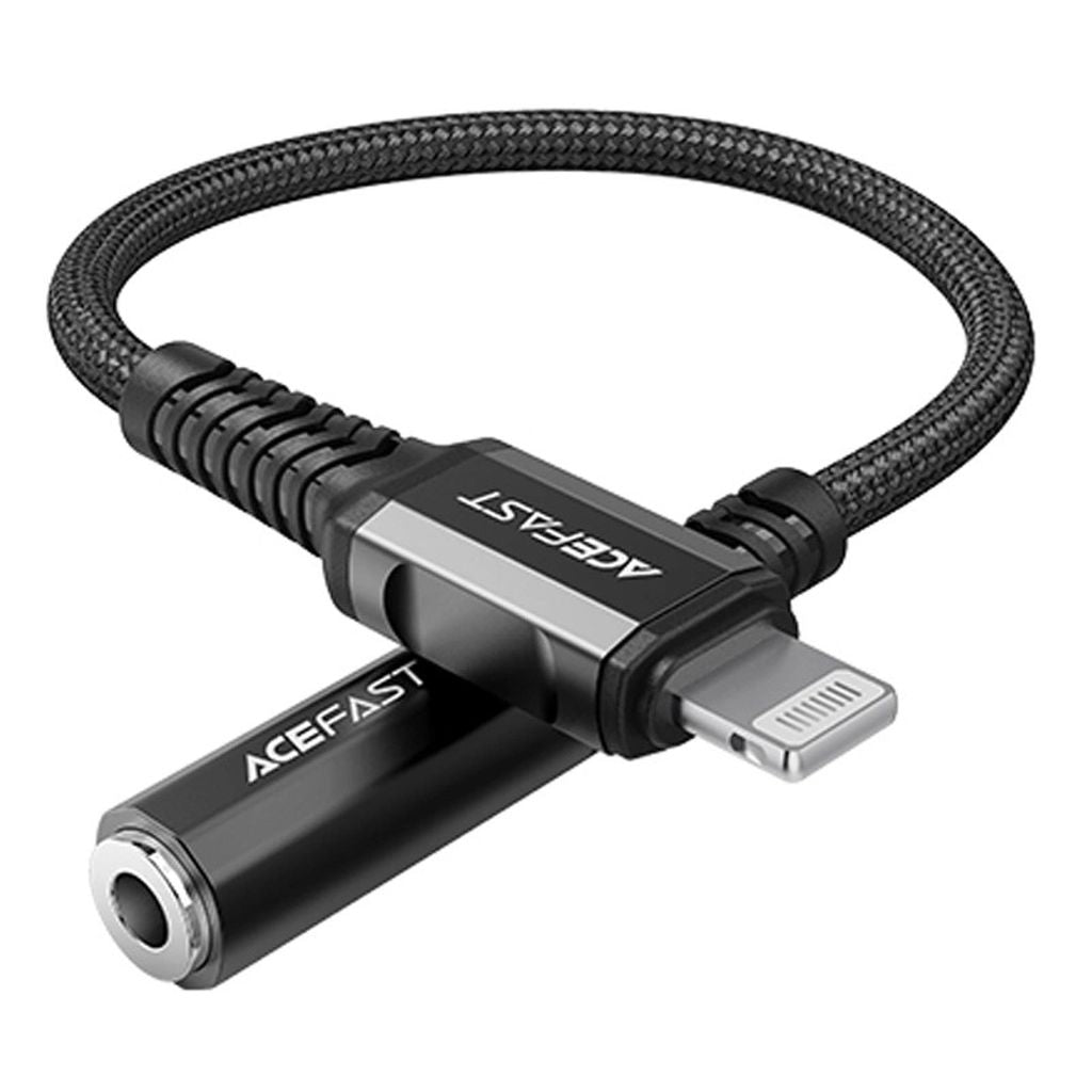 Acefast Audio cable Lightning to 3.5 mm AUX mini jack (female) MFI, 18 cm - Black