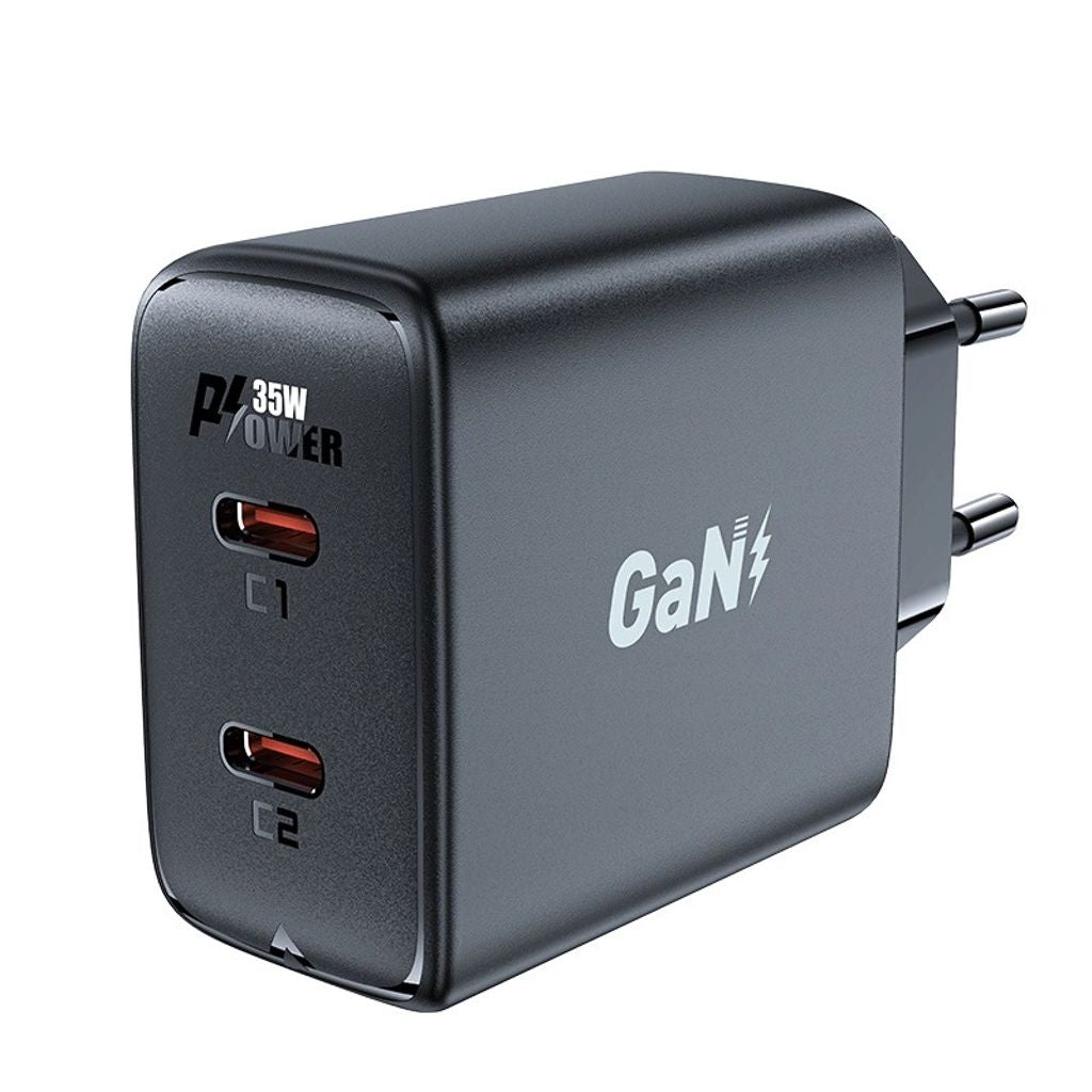 Acefast Fast Charger 2x USB-C, GaN, 35W, PD - Black