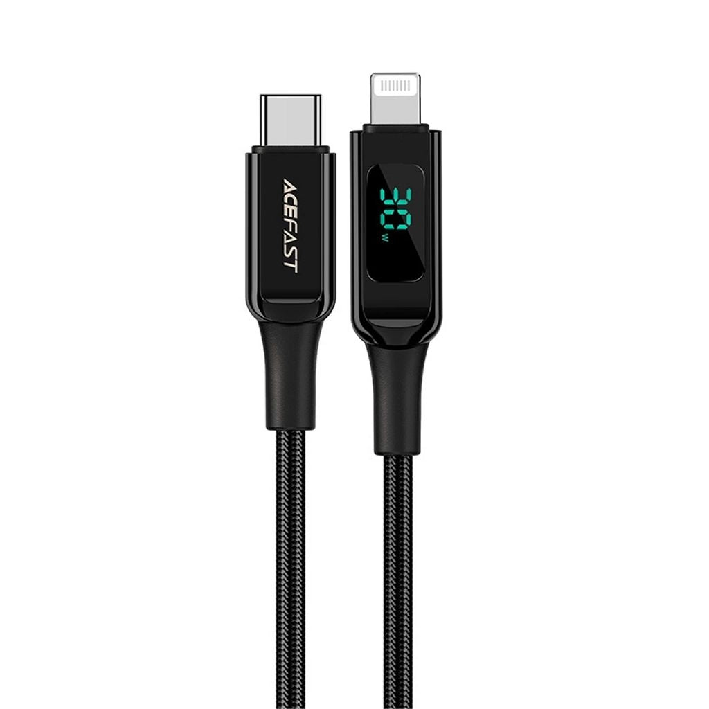 Acefast USB-C to Lightning MFI cable, 30W, 3A, 1.2m - black