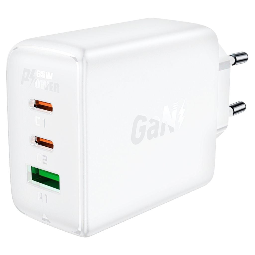 Acefast fast charger GaN 2x USB-C / USB-A, PPS, PD, QC4, 65W - White