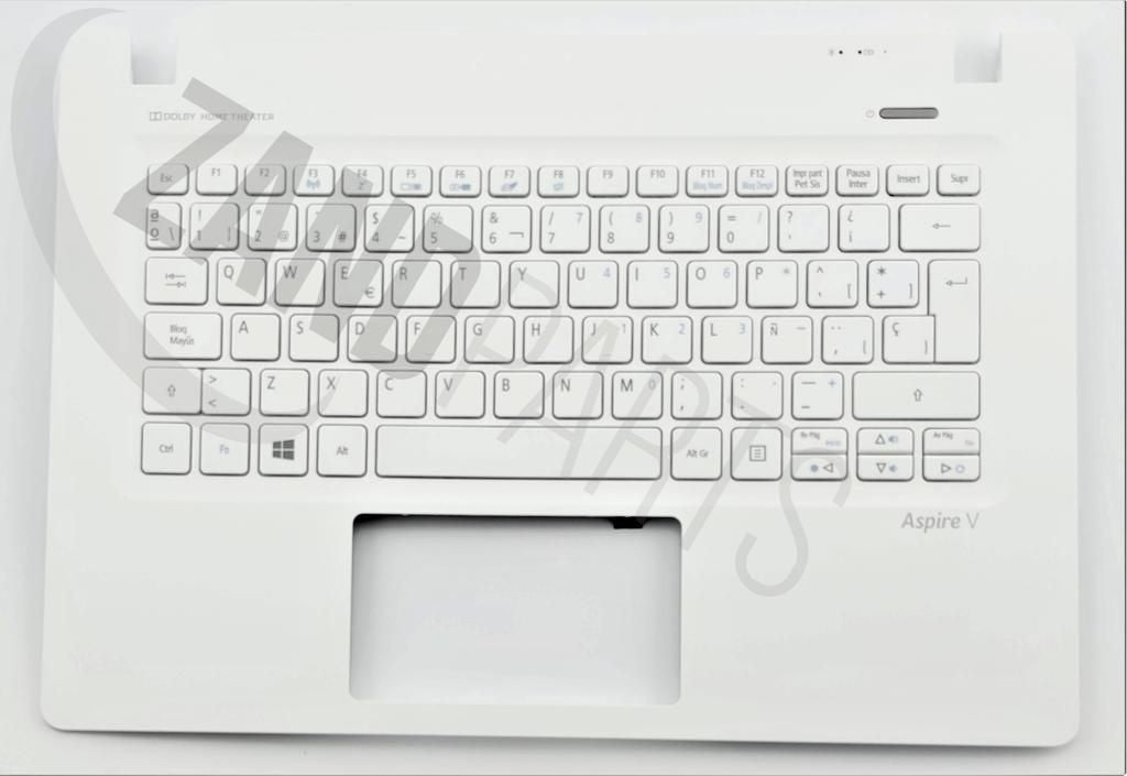 Acer V3-371 Keyboard (Spanish) 84KS & Upper Cover (White)