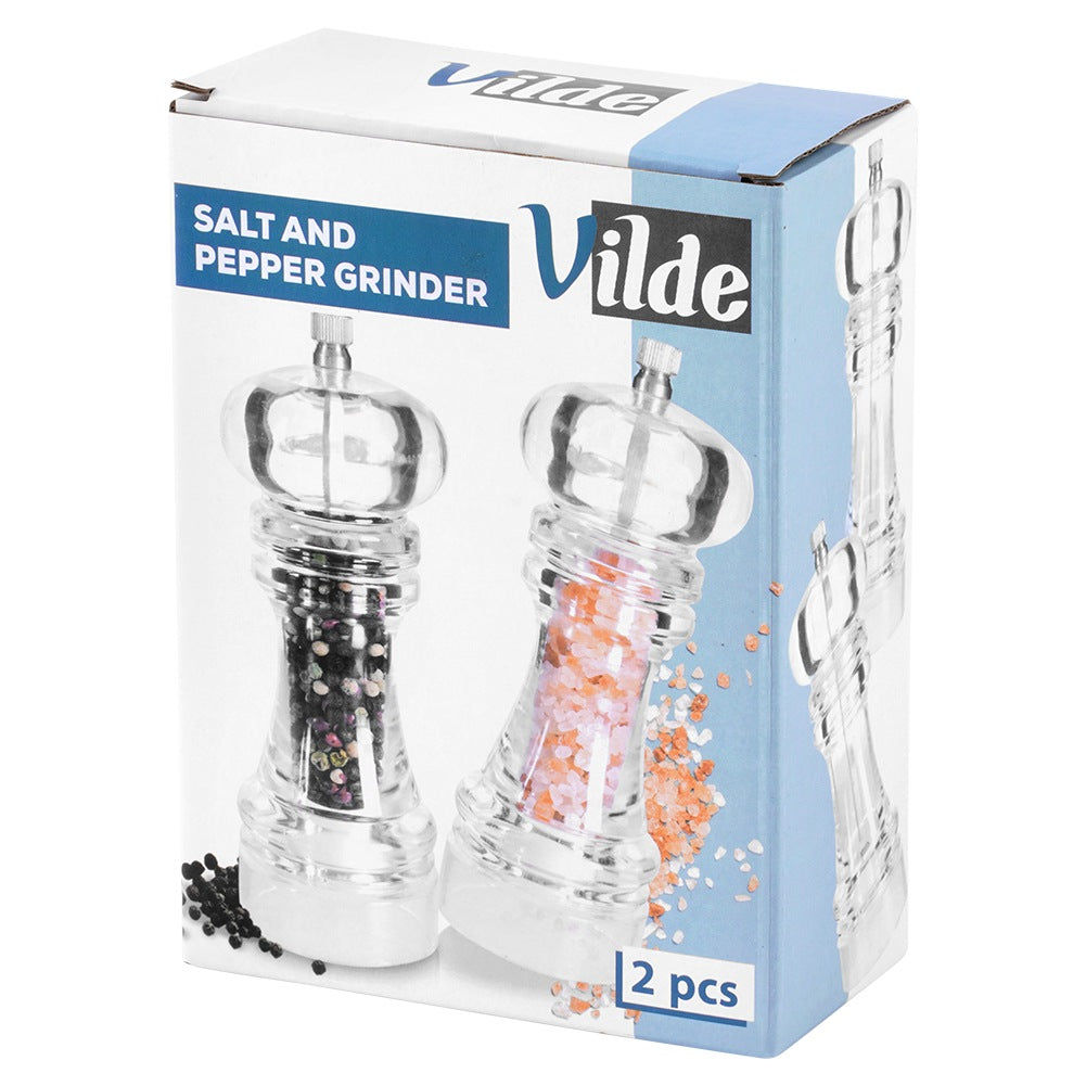 Acrylic Salt and Pepper Mill Set, 16 cm, 2 Pieces