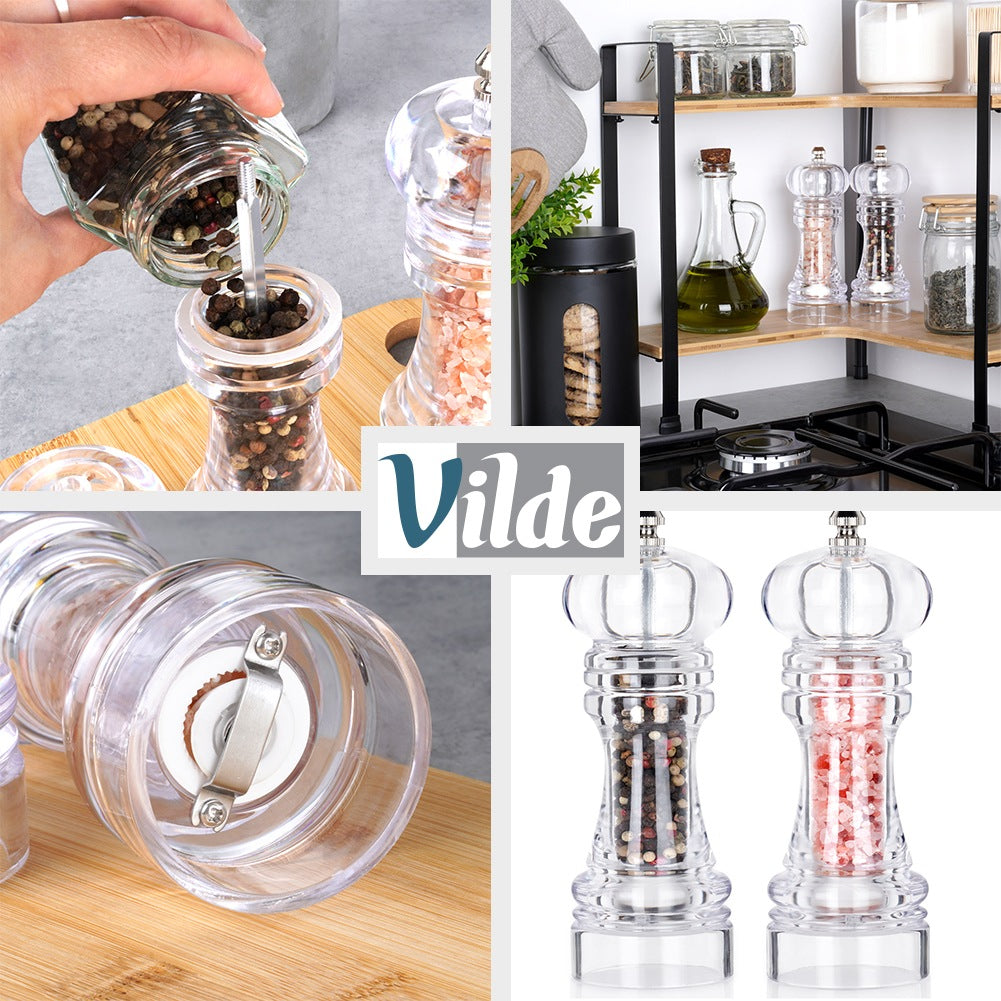 Acrylic Salt and Pepper Mill Set, 16 cm, 2 Pieces