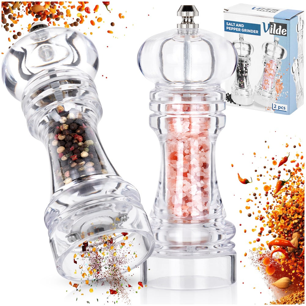 Acrylic Salt and Pepper Mill Set, 16 cm, 2 Pieces