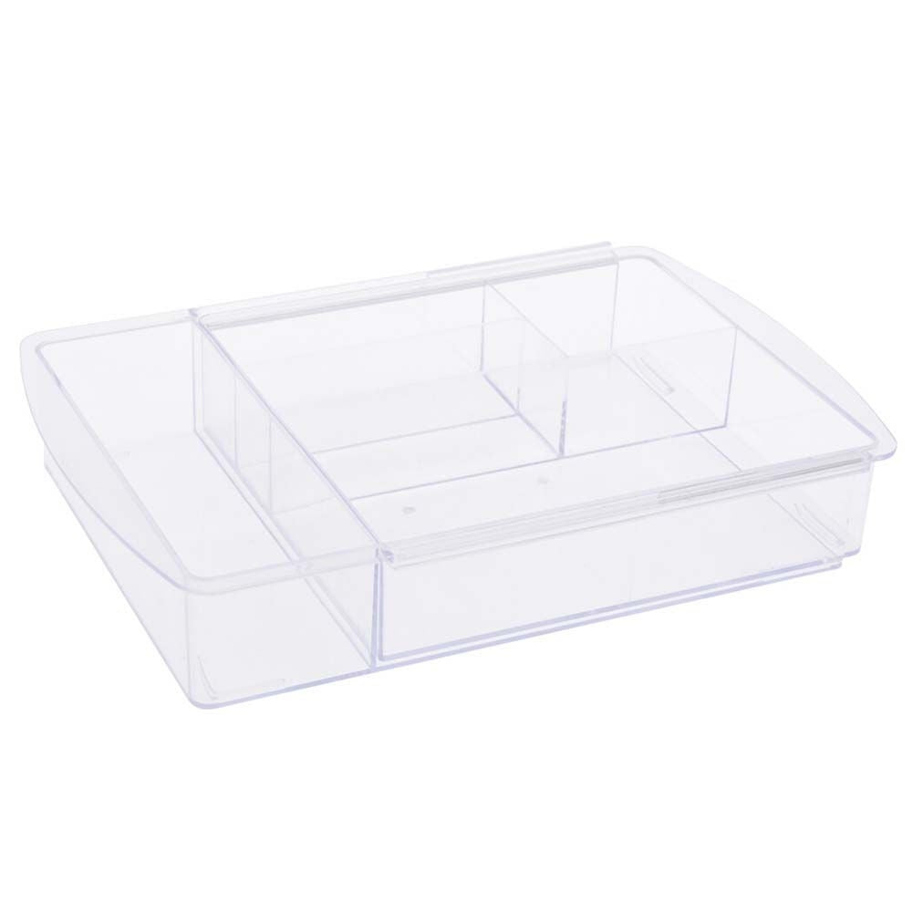 Acrylic organizer with compartment for makeup storage