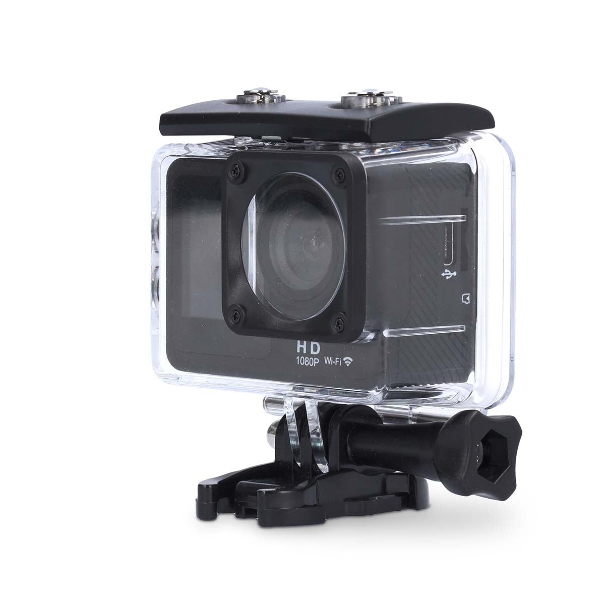 Action Camera | Dual Screen | 1080p@30fps | 12 MPixel | Waterproof up to: 30.0 m | 70 min | Wi-Fi | App available for: Android™ / IOS | Brackets included | Black