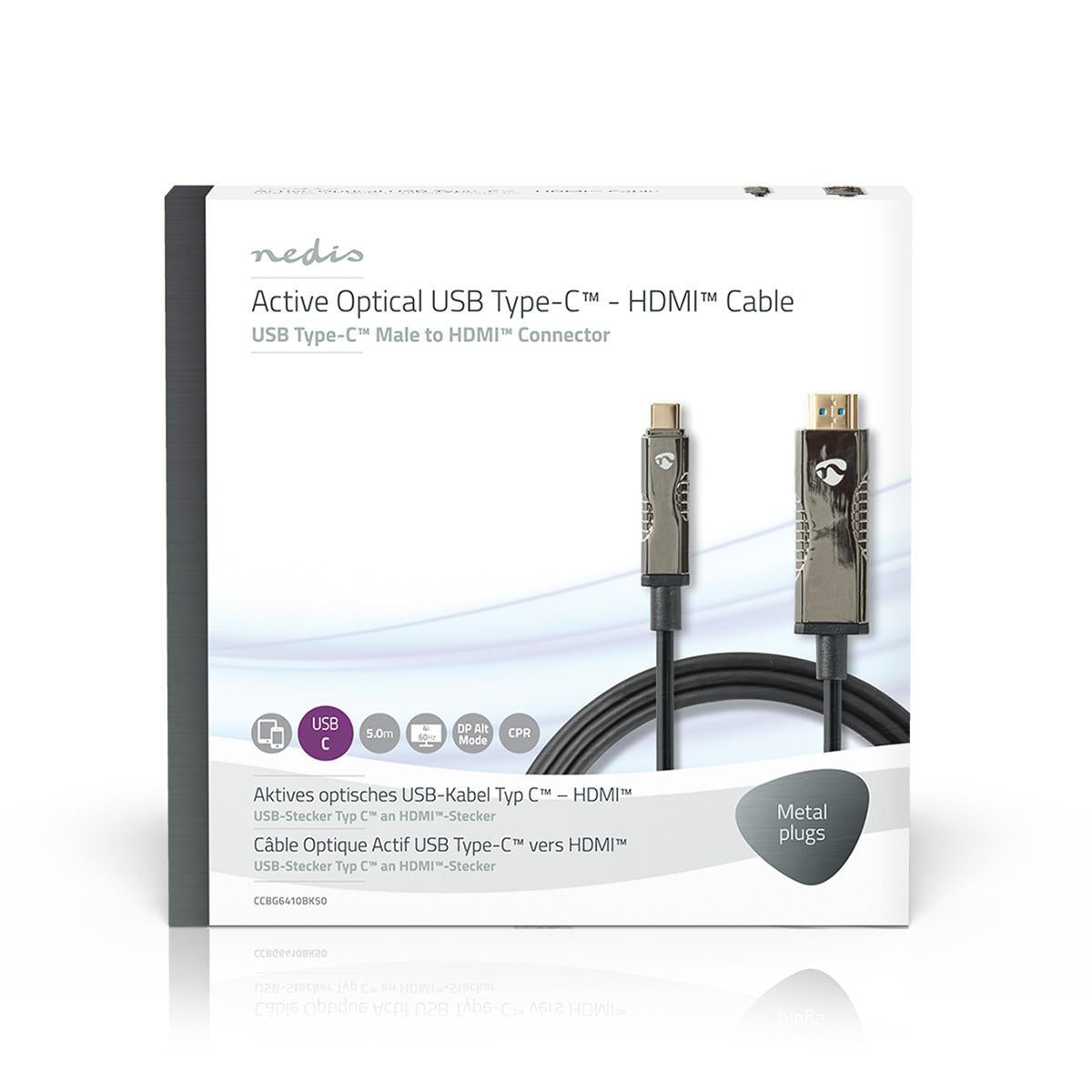 Active Optical USB Cable | USB-C™ Male | HDMI™ Connector | 18 Gbps | 5.00 m | Round | PVC | Black | Gift Box