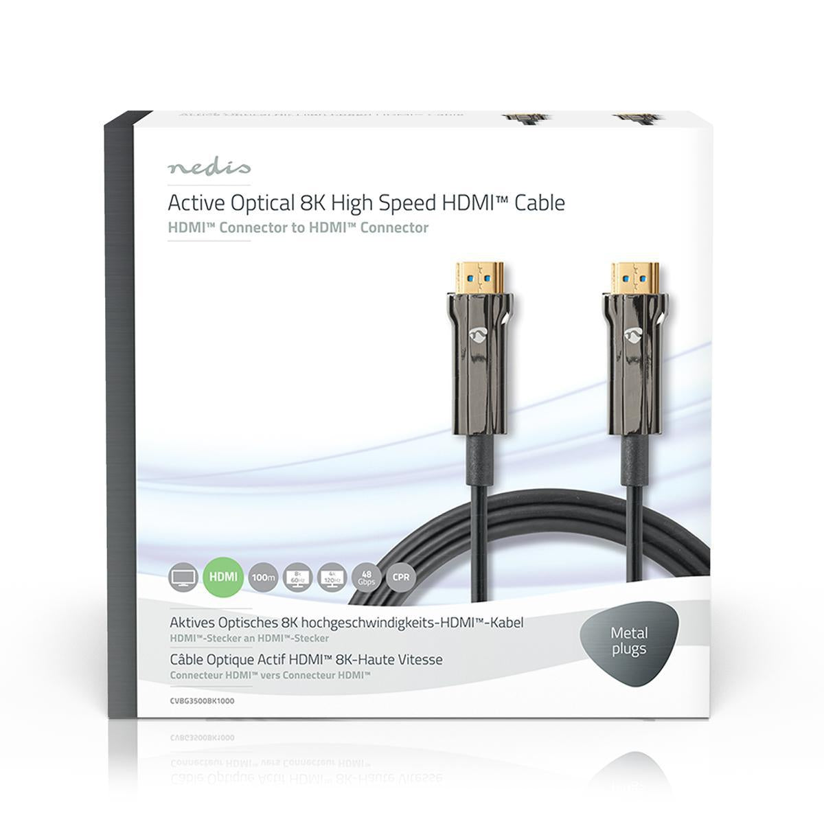 Active Optical Ultra High Speed HDMI™ Cable with Ethernet | HDMI™ Connector | HDMI™ Connector | 8K@60Hz | 48 Gbps | 100.0 m | Round | PVC | Black | Gift Box