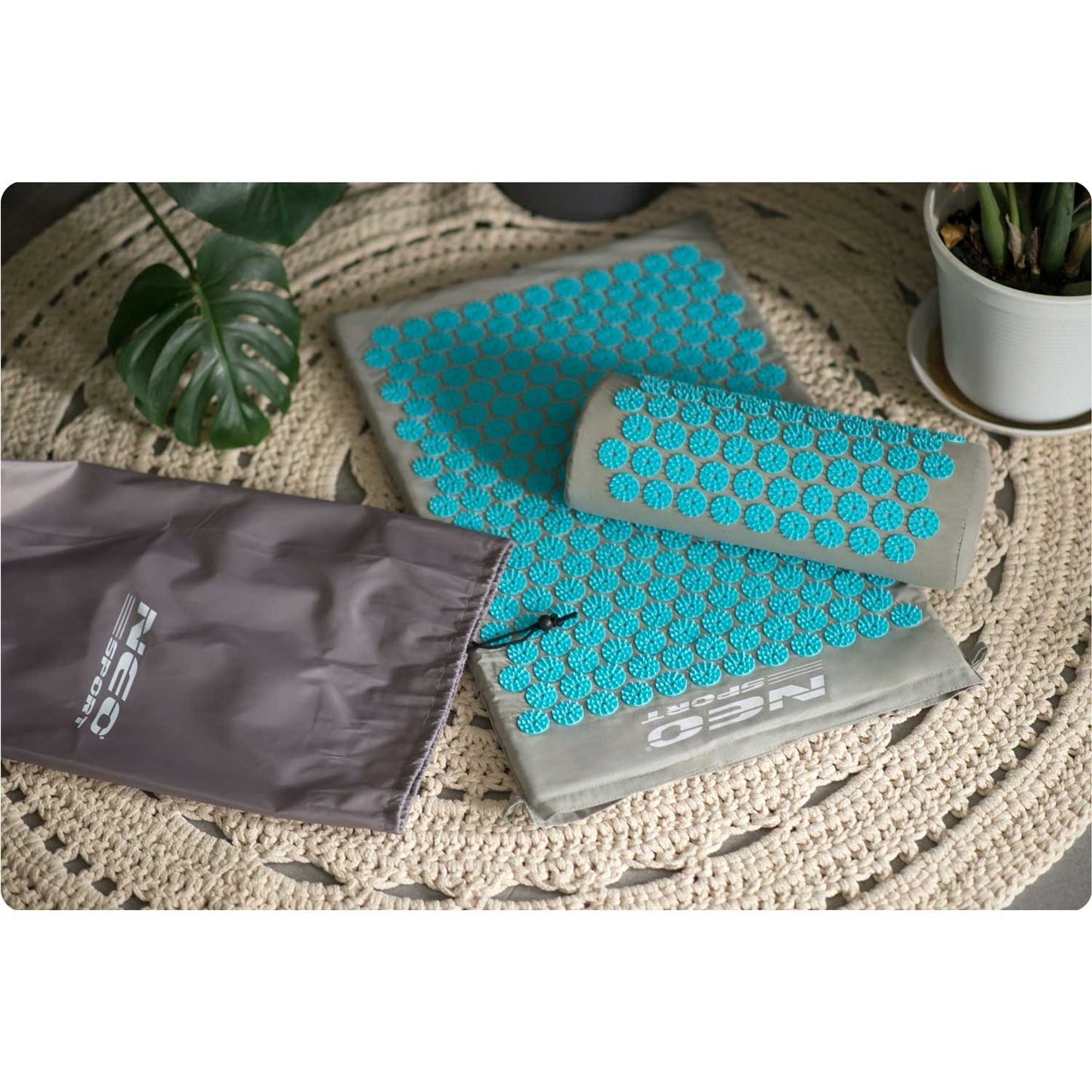 Acupressure mat with Spikes Neo-Sport NS-900 Grey-Turquoise