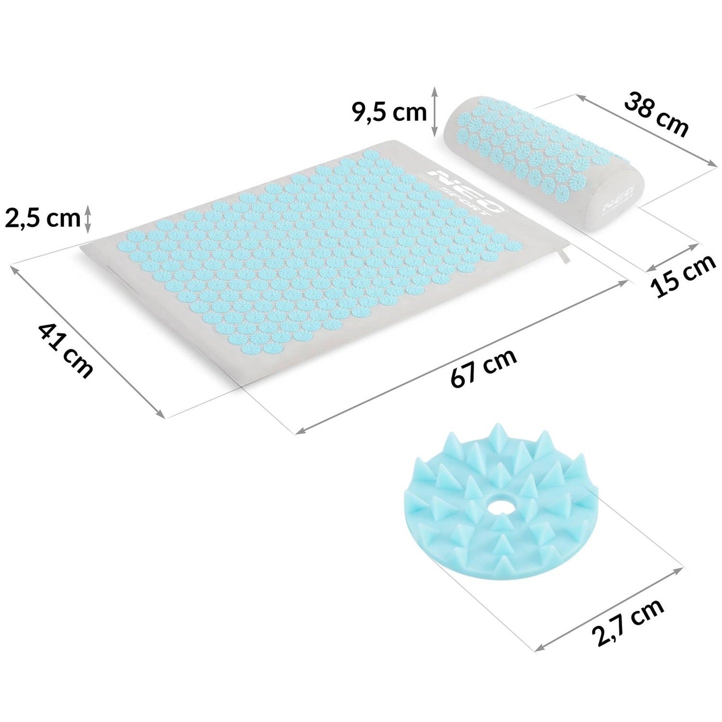 Acupressure mat with Spikes Neo-Sport NS-900 Grey-Turquoise