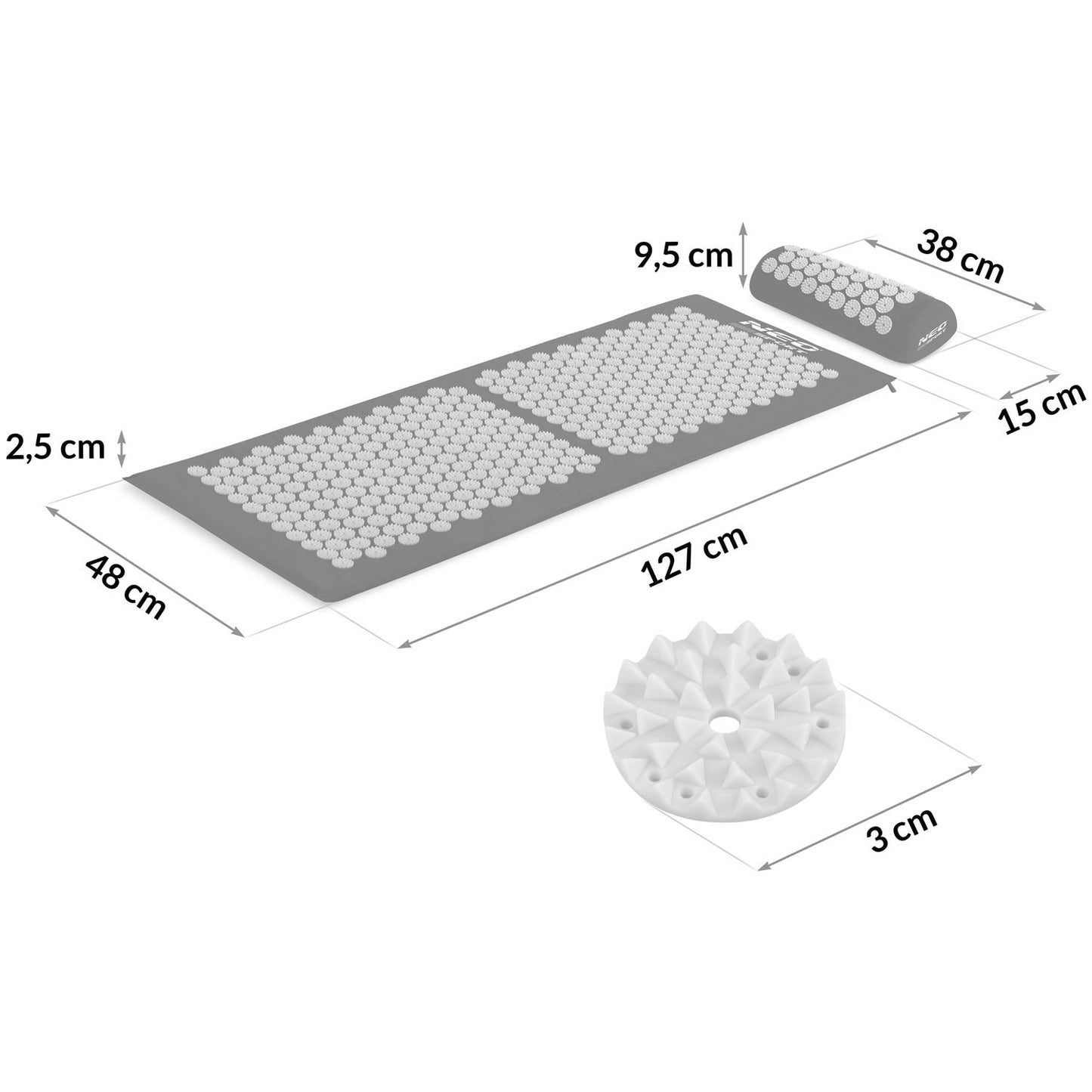 Acupressure mat with Spikes Neo-Sport NS-901 Black/Grey