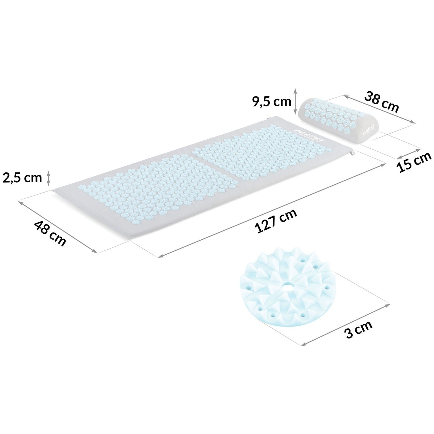 Acupressure mat with Spikes Neo-Sport NS-901 Grey/Blue