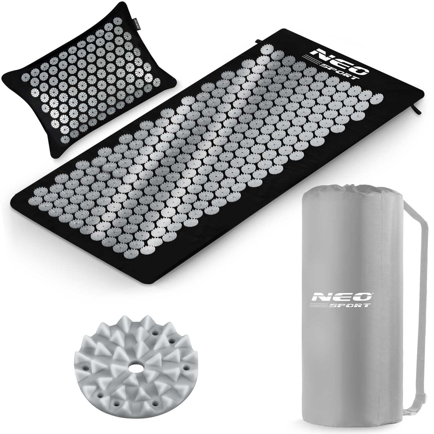 Neo-Sport NS-903 Acupressure Mat with Spikes, Black and Silver
