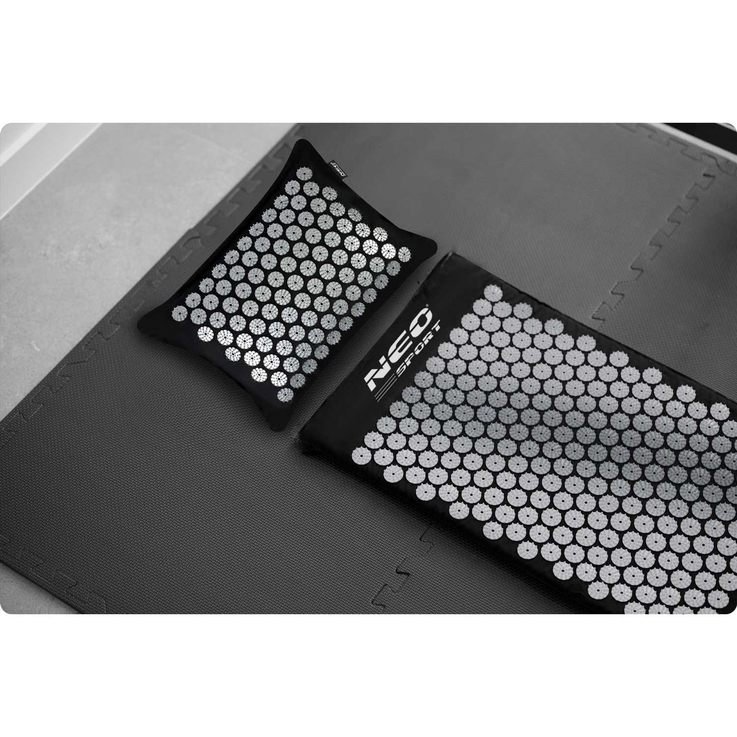 Neo-Sport NS-903 Acupressure Mat with Spikes, Black and Silver