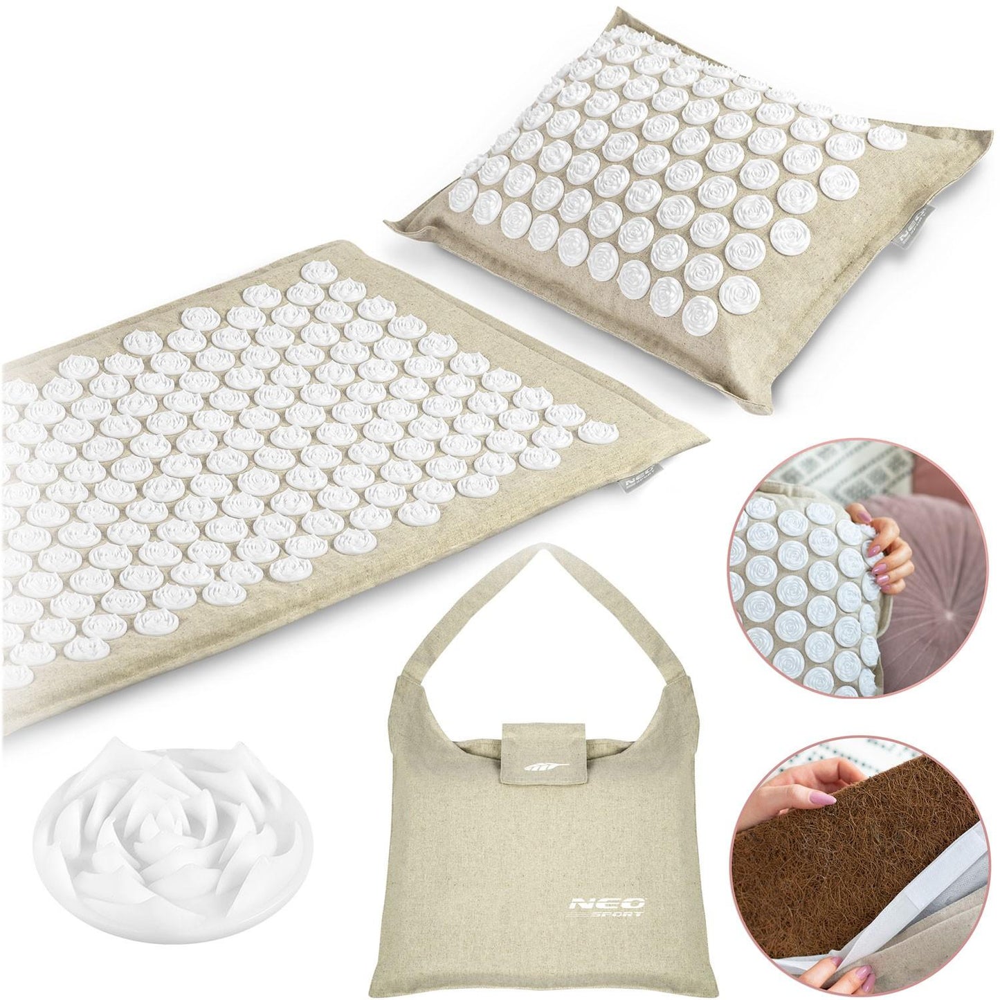 Acupressure mat with spikes Neo-Sport NS902 - Grey/White