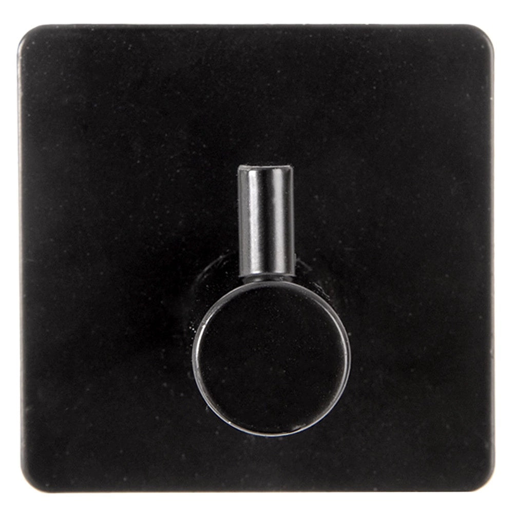 Adhesive Black Metal Hooks, 4.5x4.5 cm, Set of 2