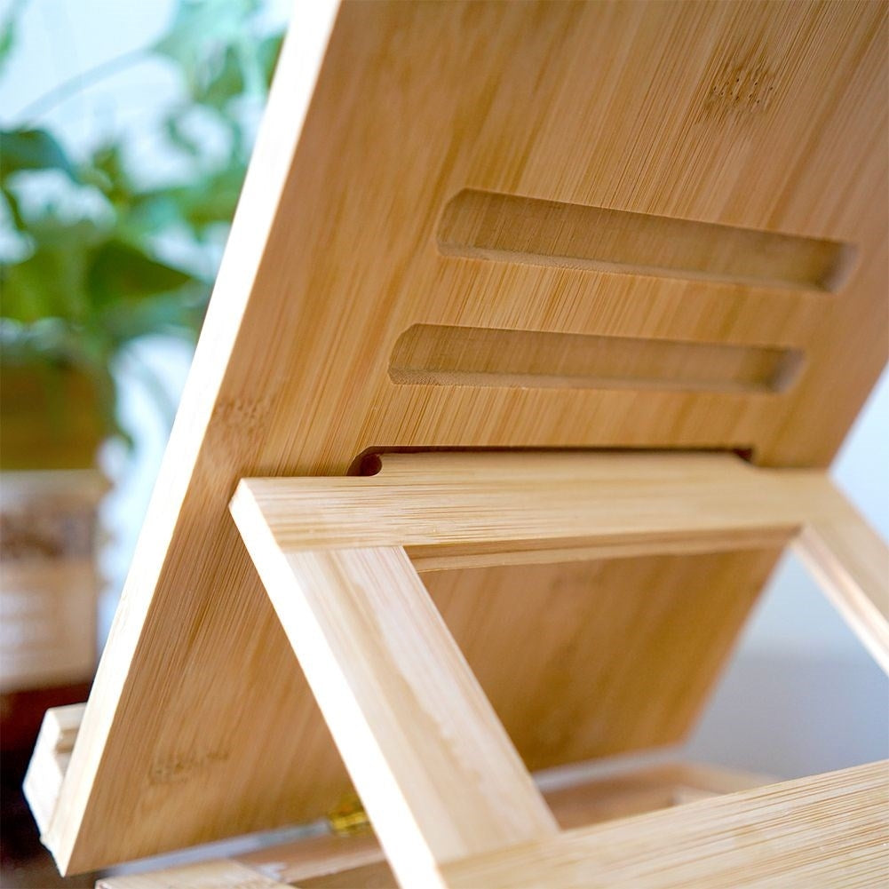 Adjustable Bamboo Tablet Holder for Work and Study