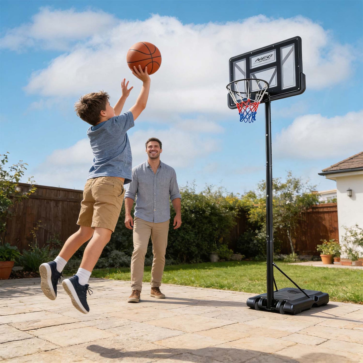 Adjustable Basketball Hoop 1.35m-3m for Kids & Adults