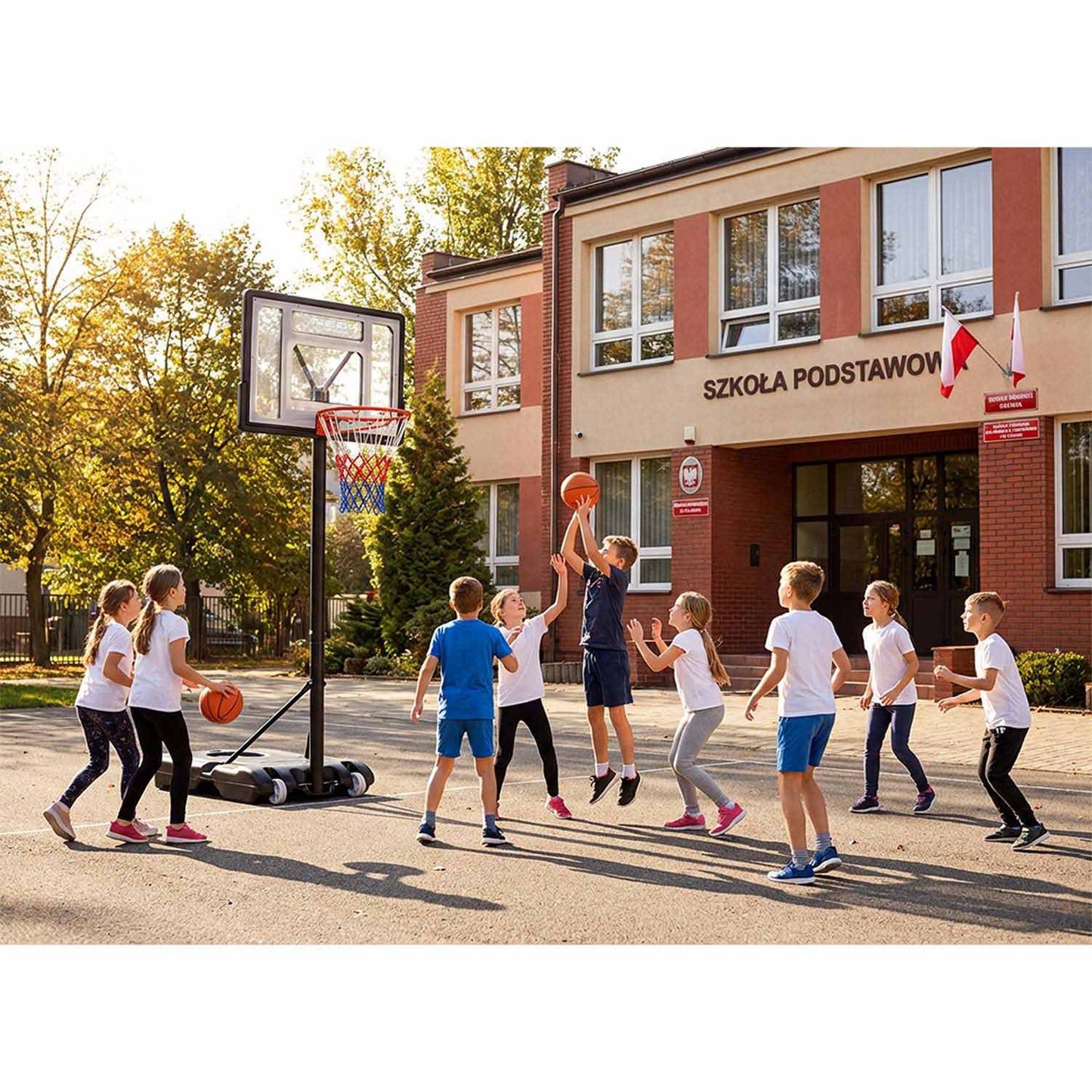 Adjustable Basketball Hoop 1.5m-2.1m for Kids & Adults