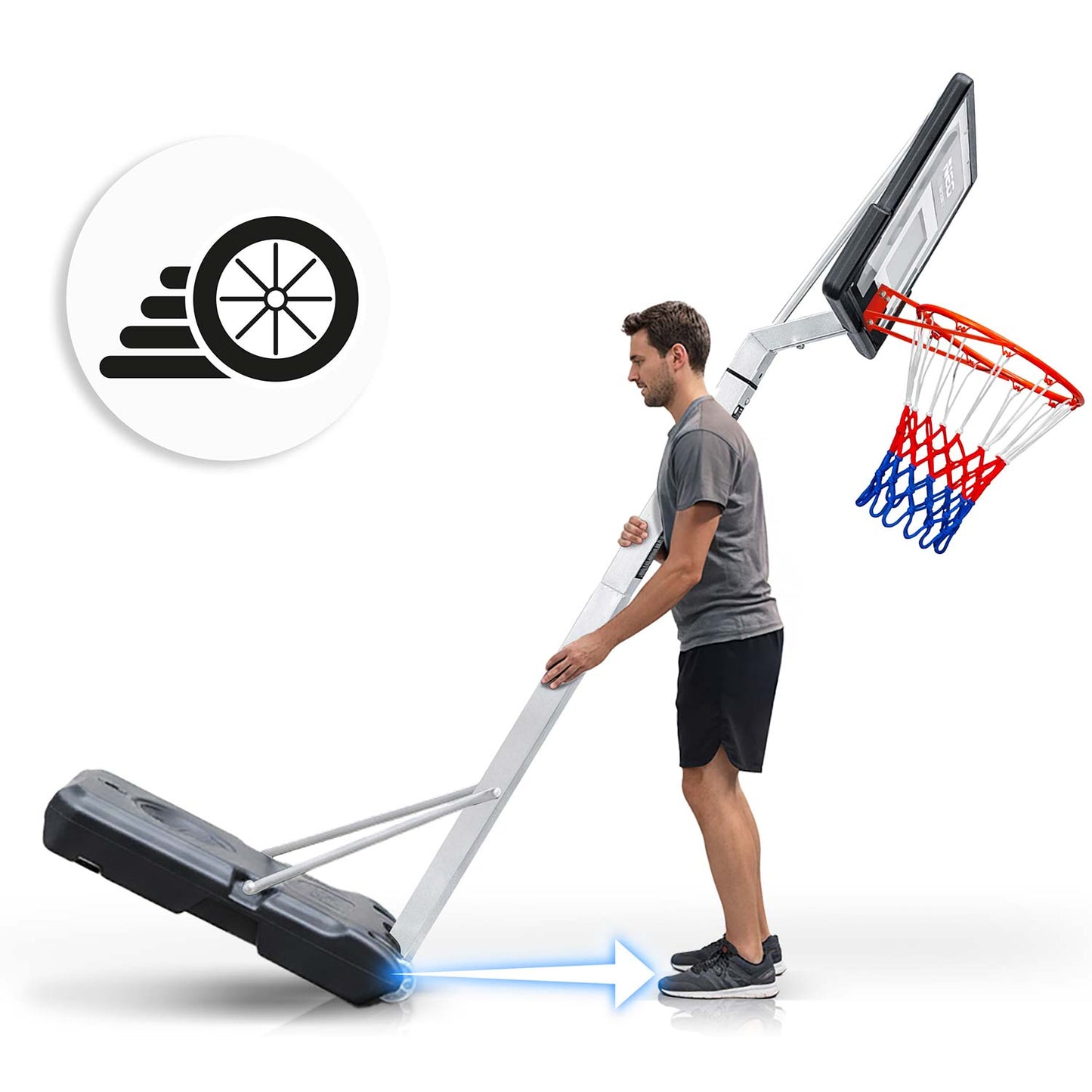 Adjustable Basketball Hoop 1.5m-2.6m, Mobile and Stable