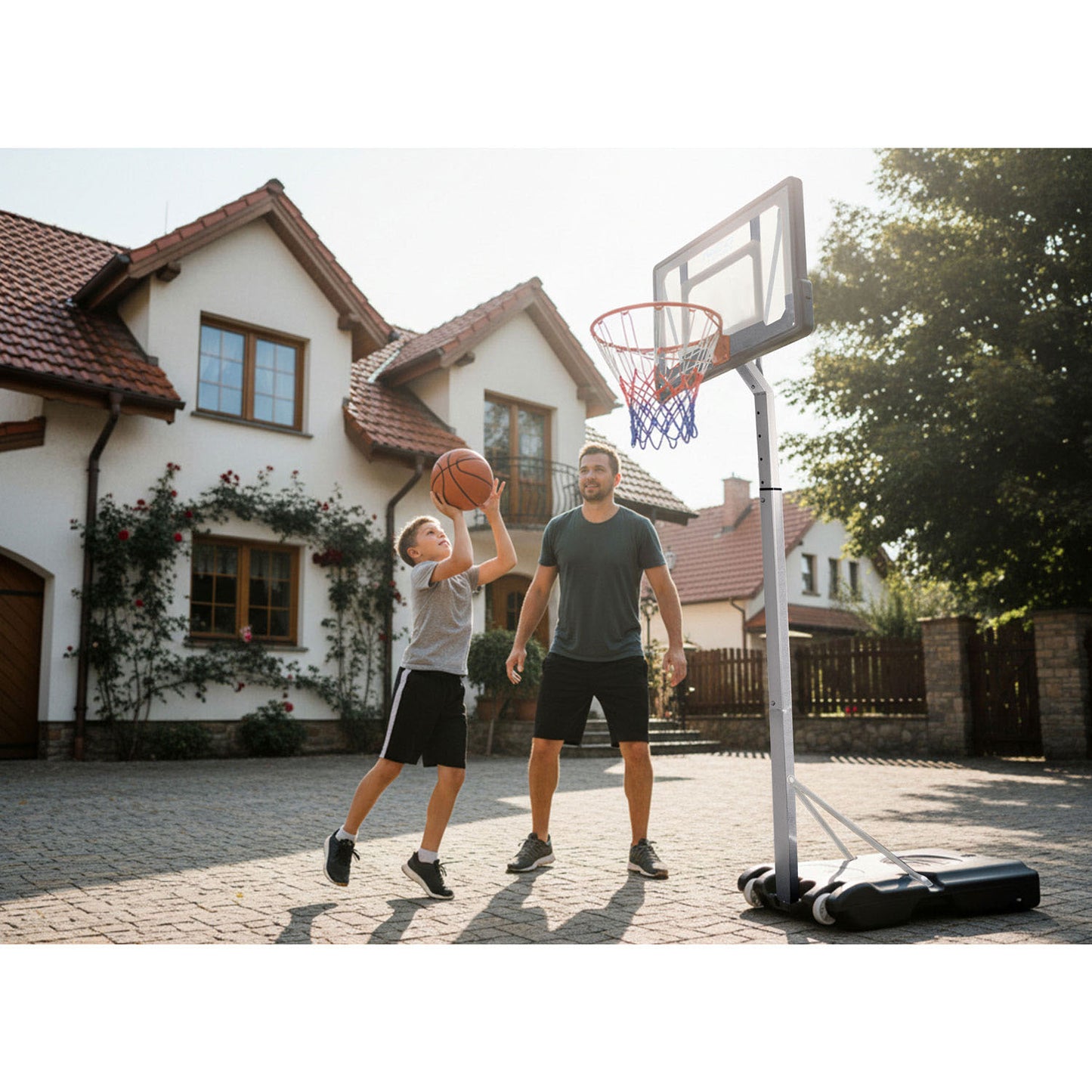Adjustable Basketball Hoop 1.5m-2.6m, Mobile and Stable