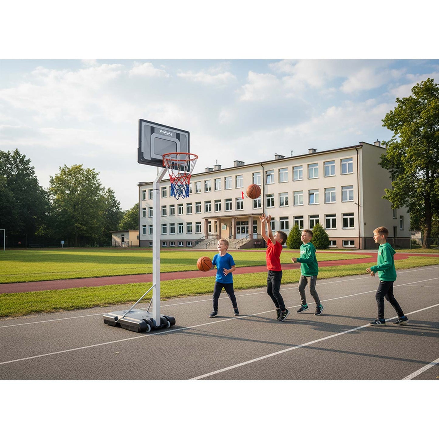 Adjustable Basketball Hoop 1.5m-2.6m, Mobile and Stable