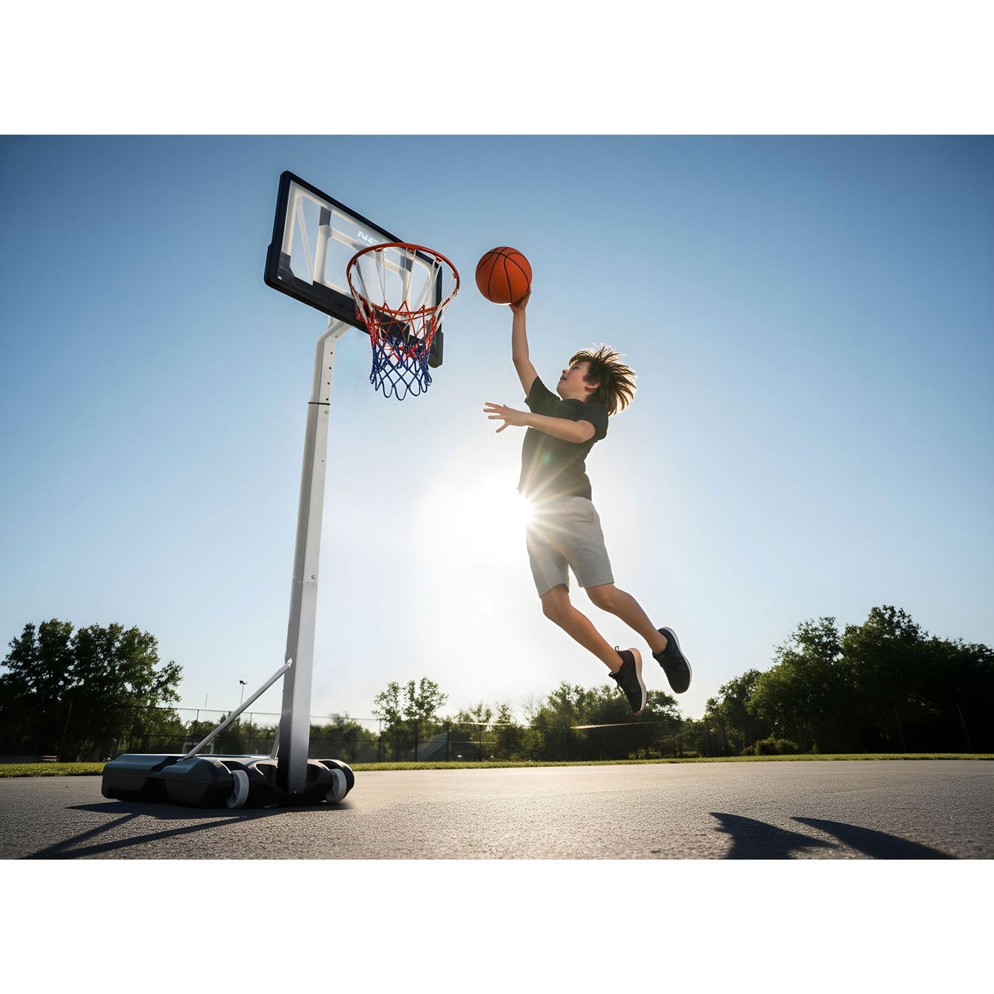 Adjustable Basketball Hoop 1.5m-2.6m, Mobile and Stable