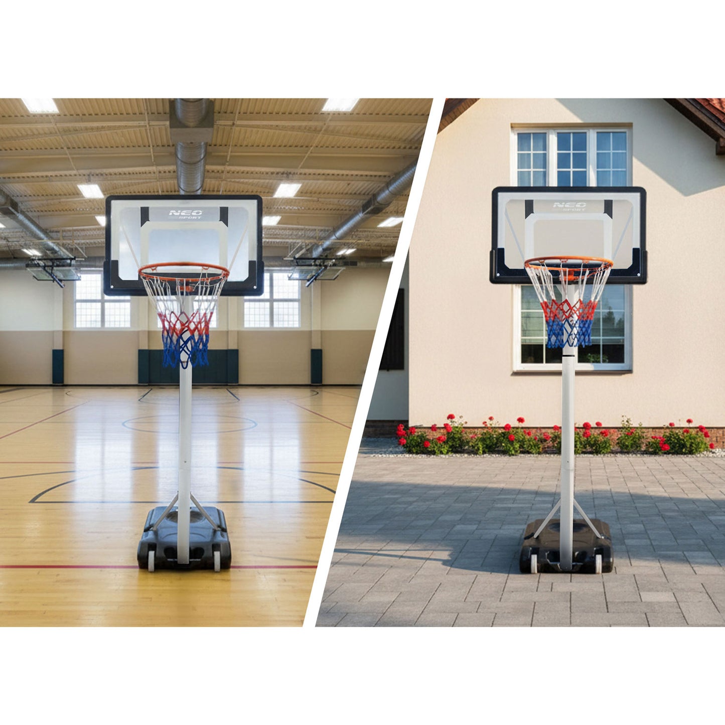 Adjustable Basketball Hoop 1.5m-2.6m, Mobile and Stable