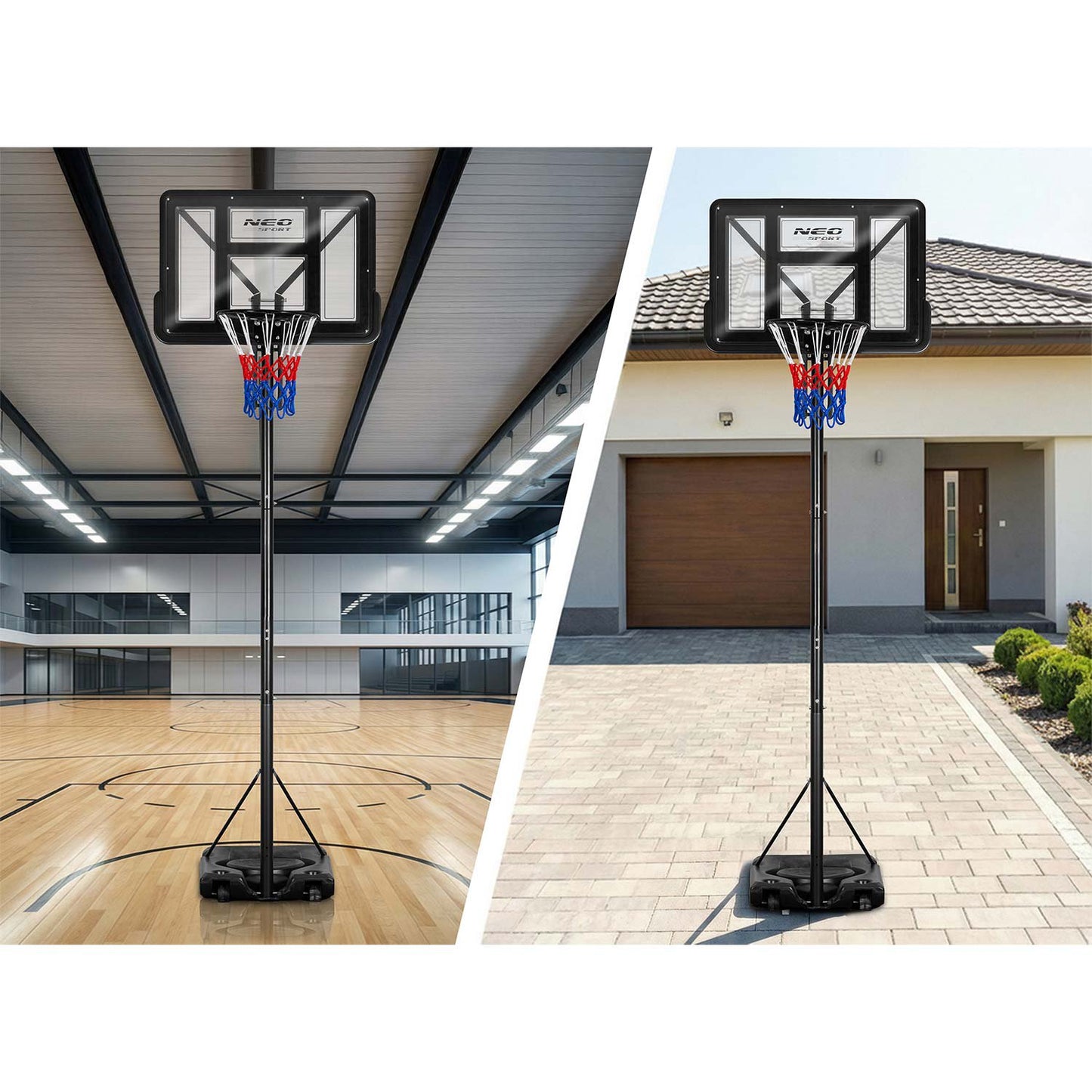 Adjustable Basketball Hoop 1.7-3.05m with Wheels