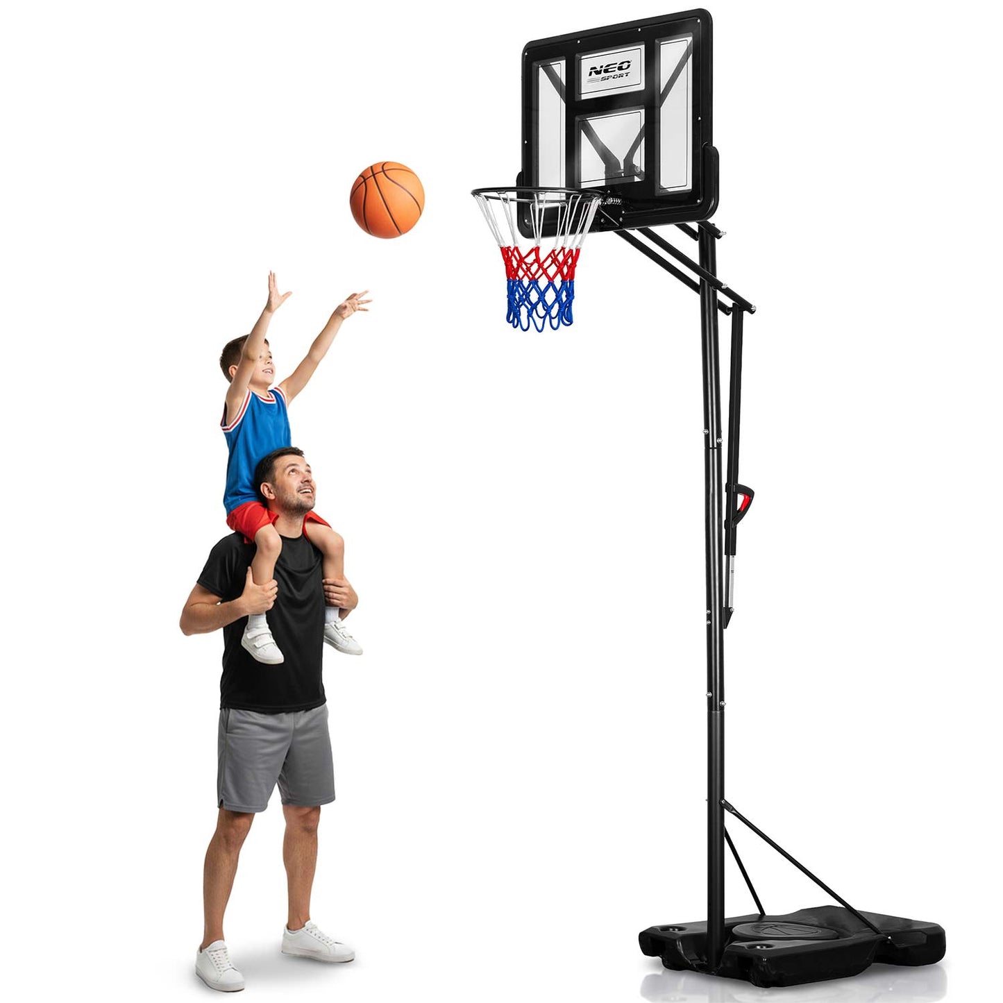 Adjustable Basketball Hoop 1.7-3.05m with Wheels
