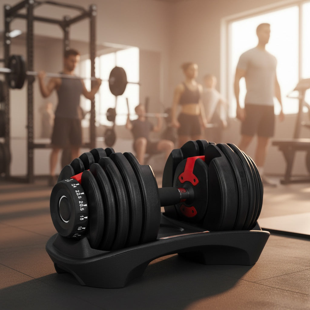 Adjustable Cast Iron Dumbbell 2.5–24 kg with Stand