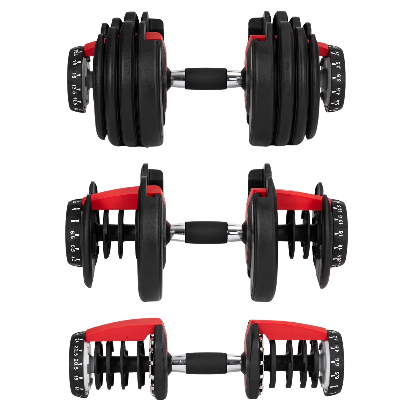 Adjustable Cast Iron Dumbbell 2.5–24 kg with Stand