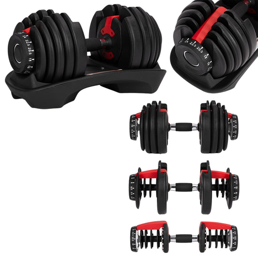 Adjustable Cast Iron Dumbbell 2.5–24 kg with Stand