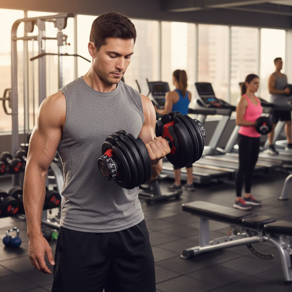 Adjustable Cast Iron Dumbbell 2.5–24 kg with Stand
