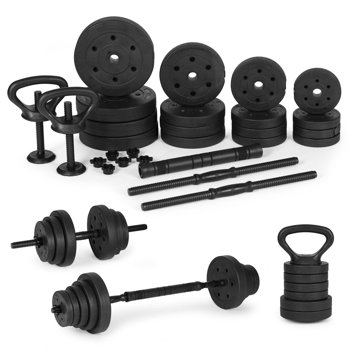 Adjustable Dumbbells 2x20 kg Barbell Set 40 kg with Bar and Kettlebell
