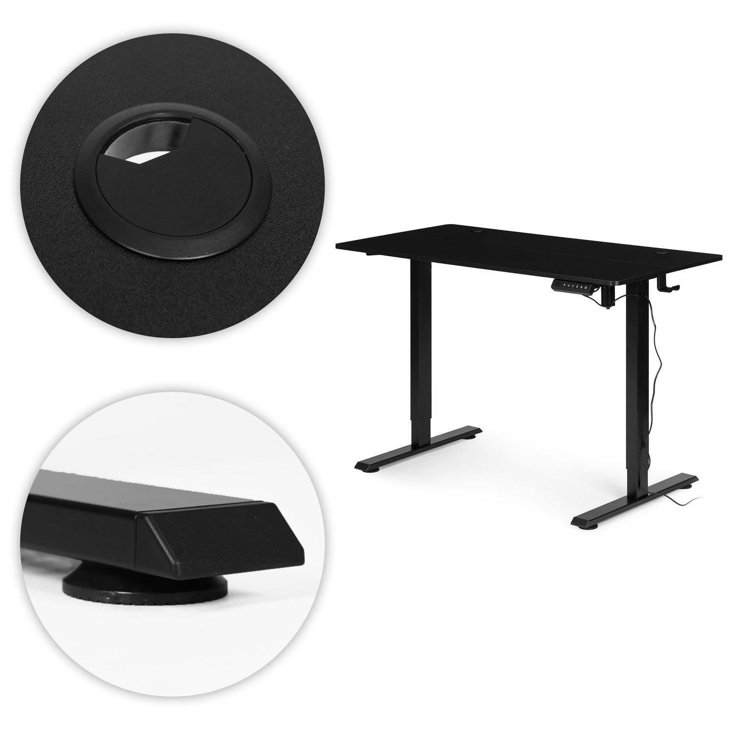 Adjustable Electric Desk, 120x60 cm, Height 72–117 cm, Black
