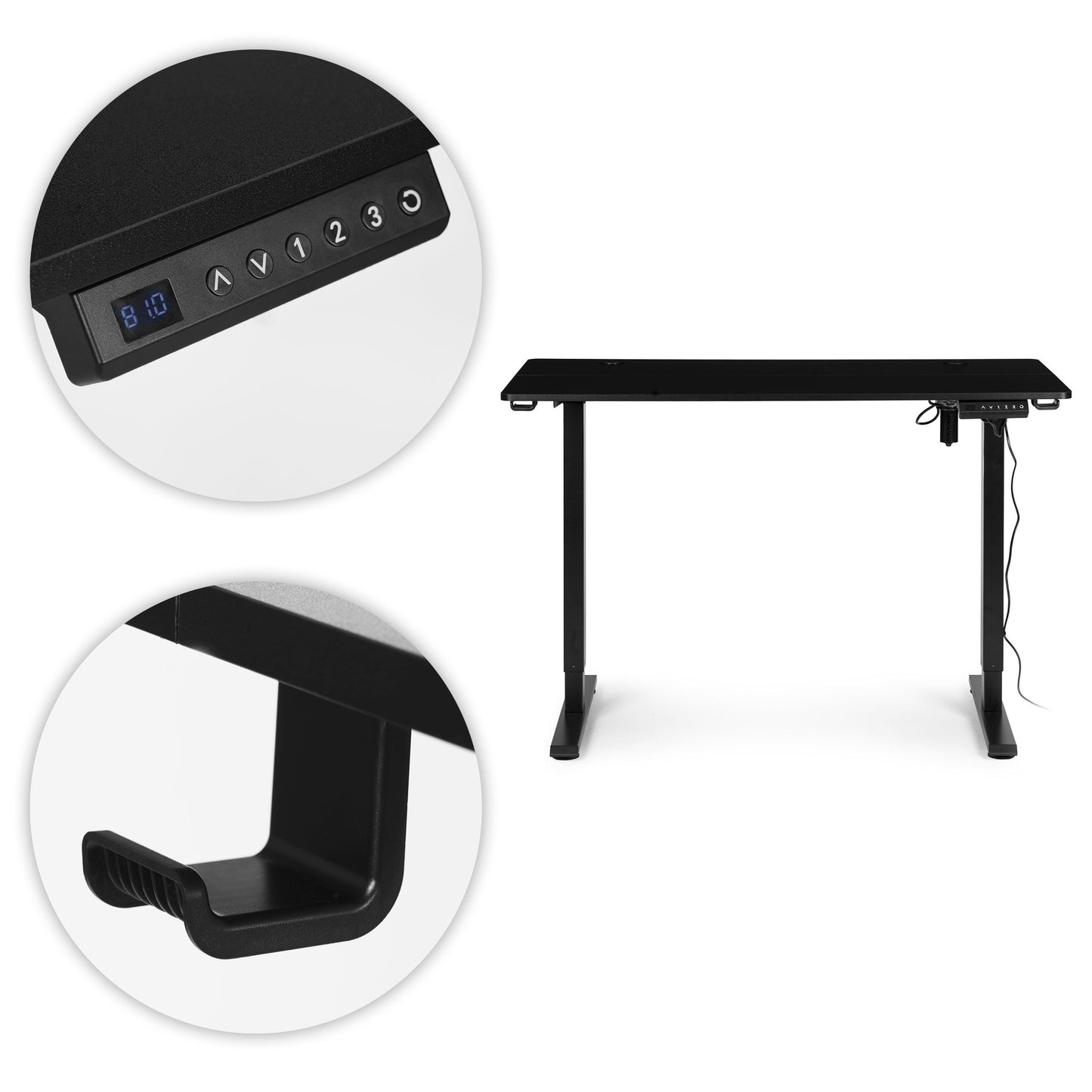 Adjustable Electric Desk, 120x60 cm, Height 72–117 cm, Black