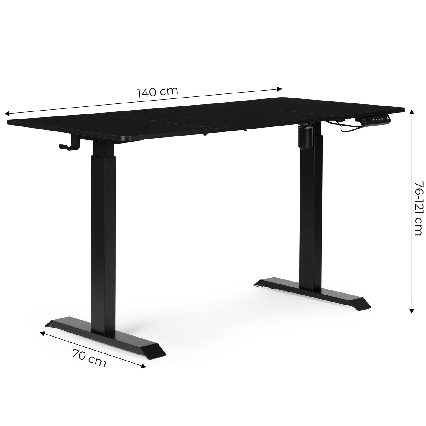 Adjustable Electric Desk, 140x70 cm, Height 76–121 cm