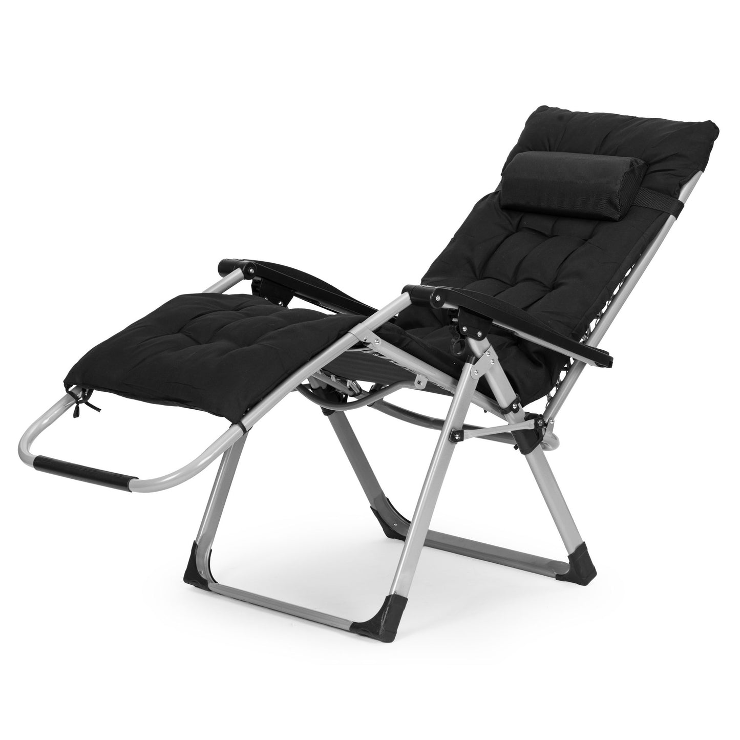 Adjustable Garden Beach Lounger with Cushion & Tray