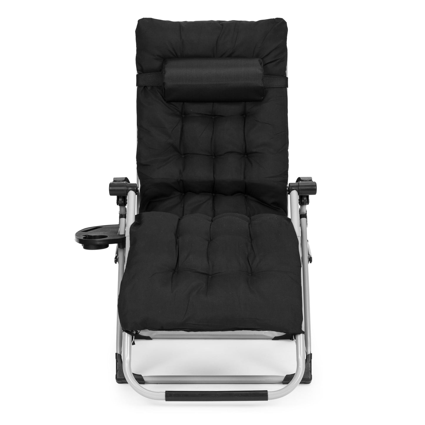Adjustable Garden Beach Lounger with Cushion & Tray