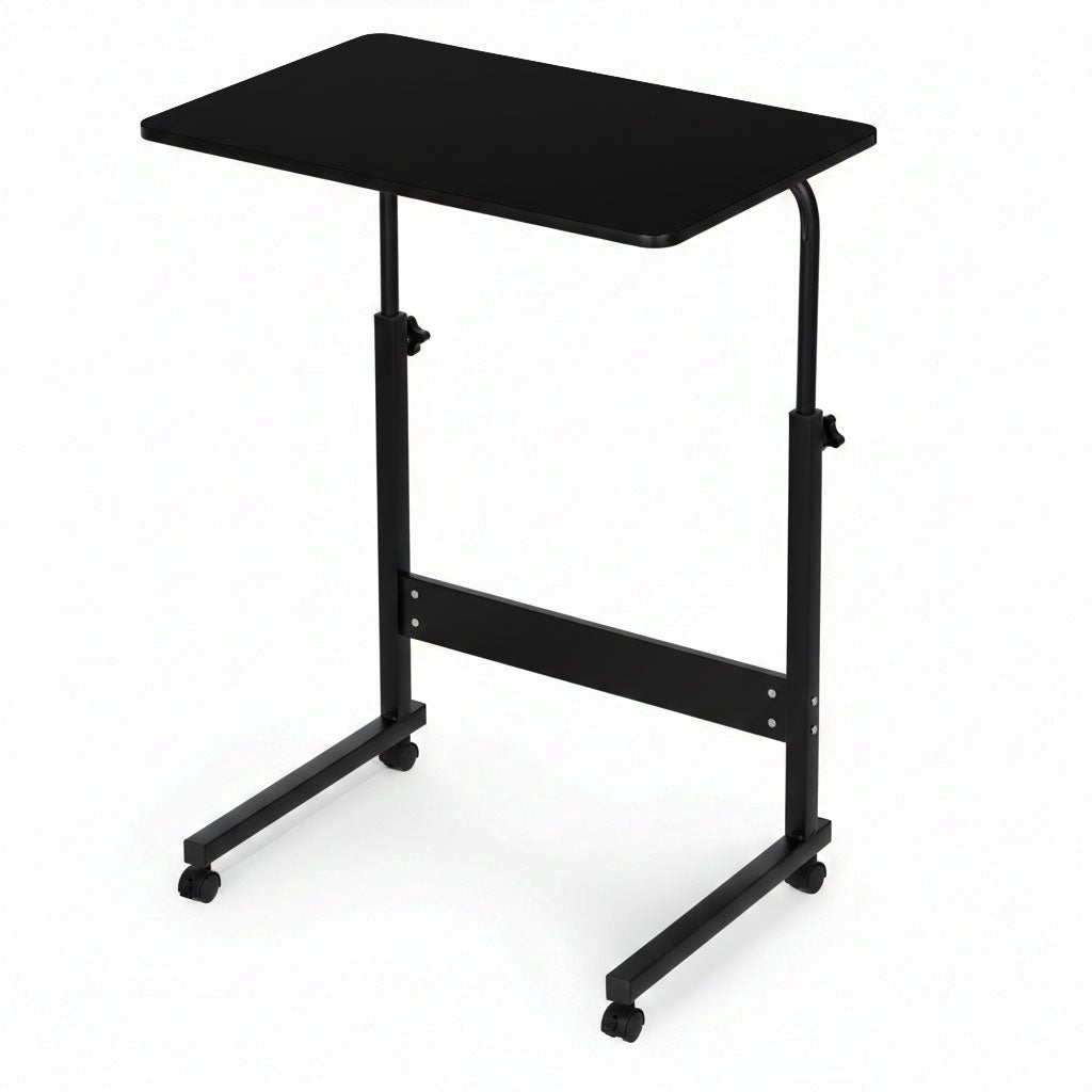 Adjustable Mobile Laptop Desk with Wheels, MDF Top, Black