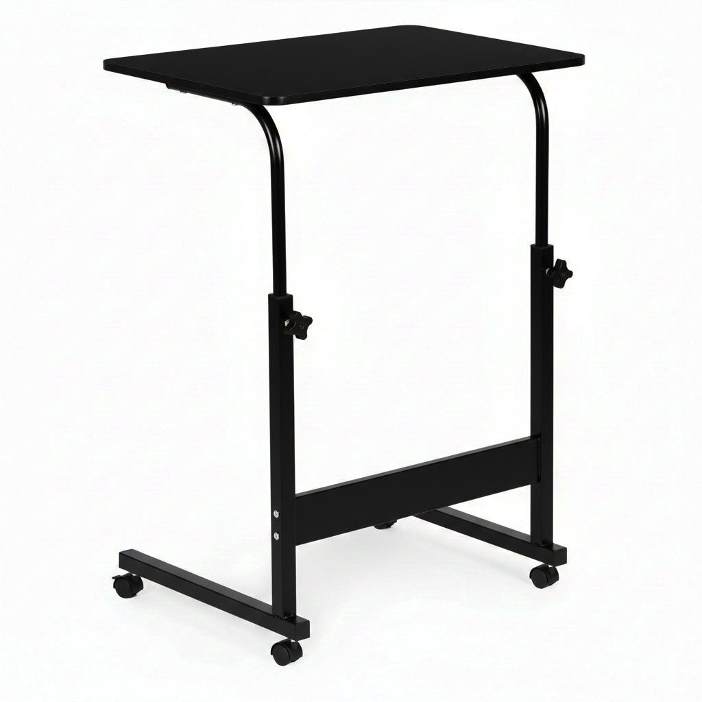 Adjustable Mobile Laptop Desk with Wheels, MDF Top, Black