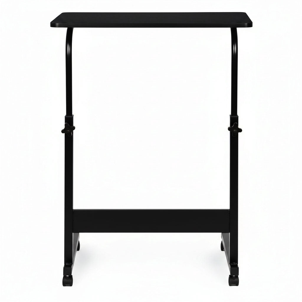 Adjustable Mobile Laptop Desk with Wheels, MDF Top, Black
