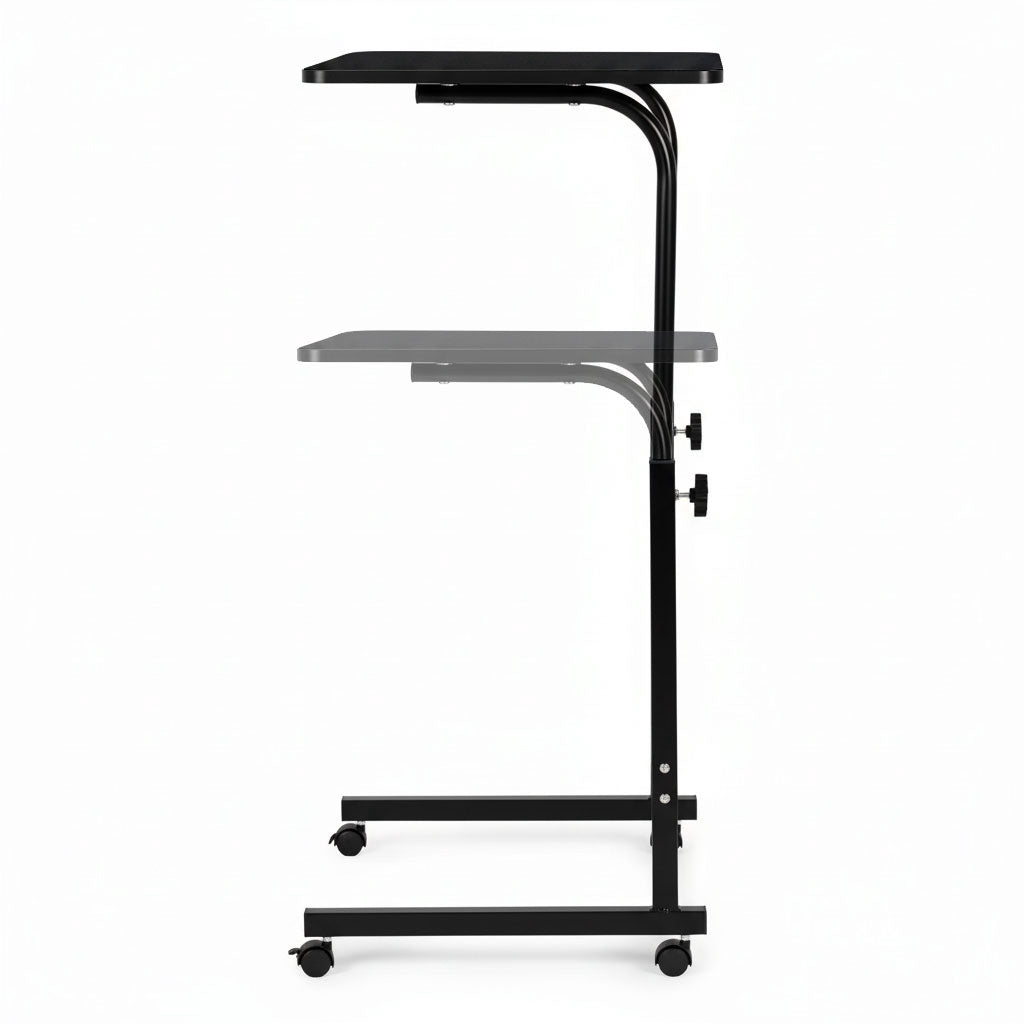 Adjustable Mobile Laptop Desk with Wheels, MDF Top, Black