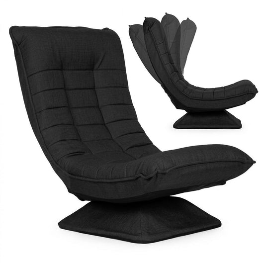 Adjustable Swivel Lounge Chair, Black, 4-Level Recline