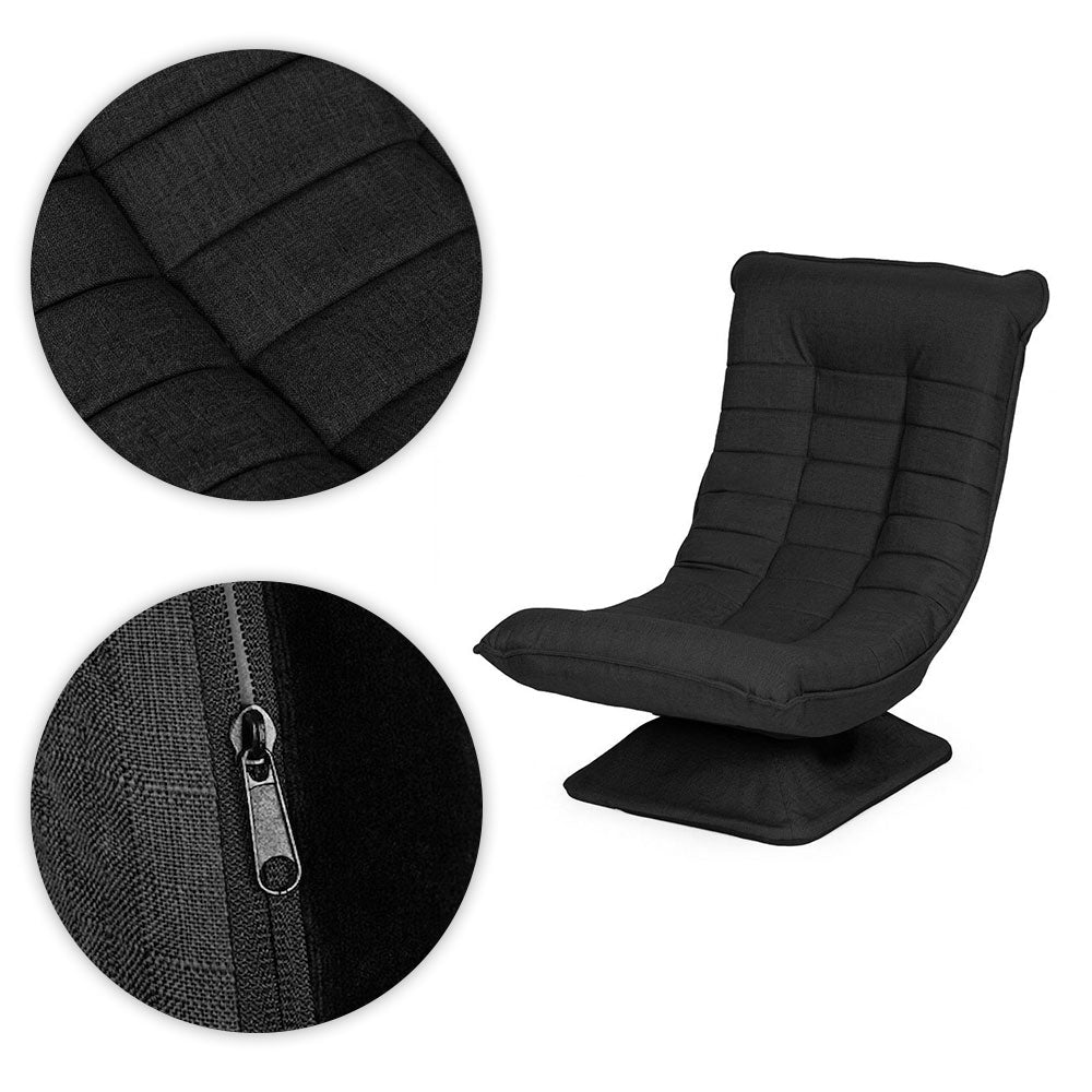 Adjustable Swivel Lounge Chair, Black, 4-Level Recline