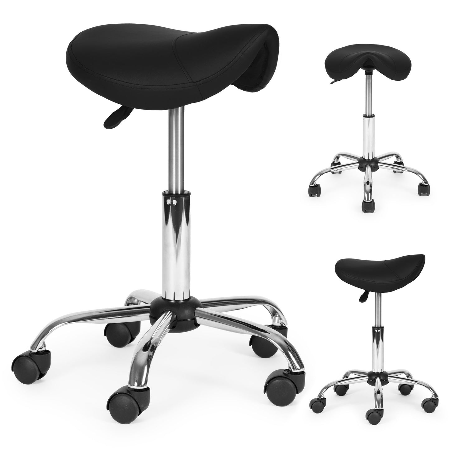 Adjustable Swivel Saddle Stool – Black, Medical Use
