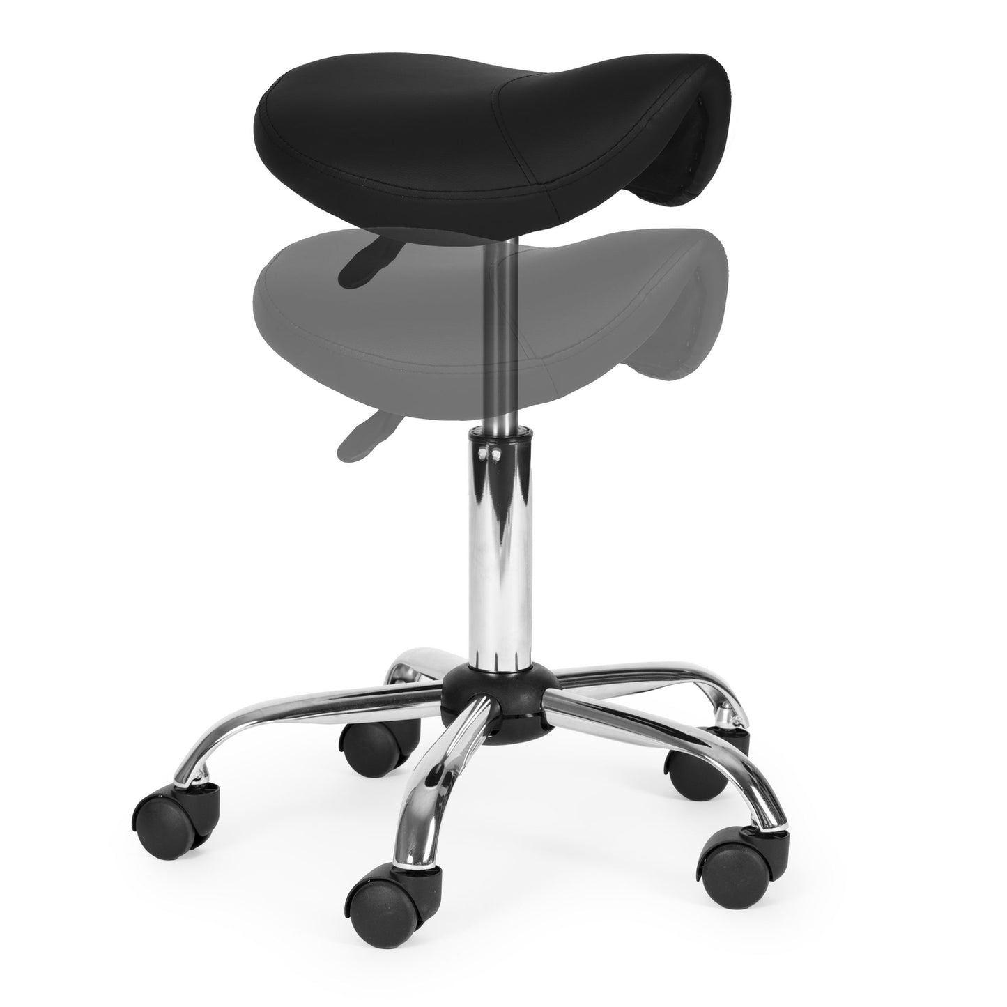 Adjustable Swivel Saddle Stool – Black, Medical Use
