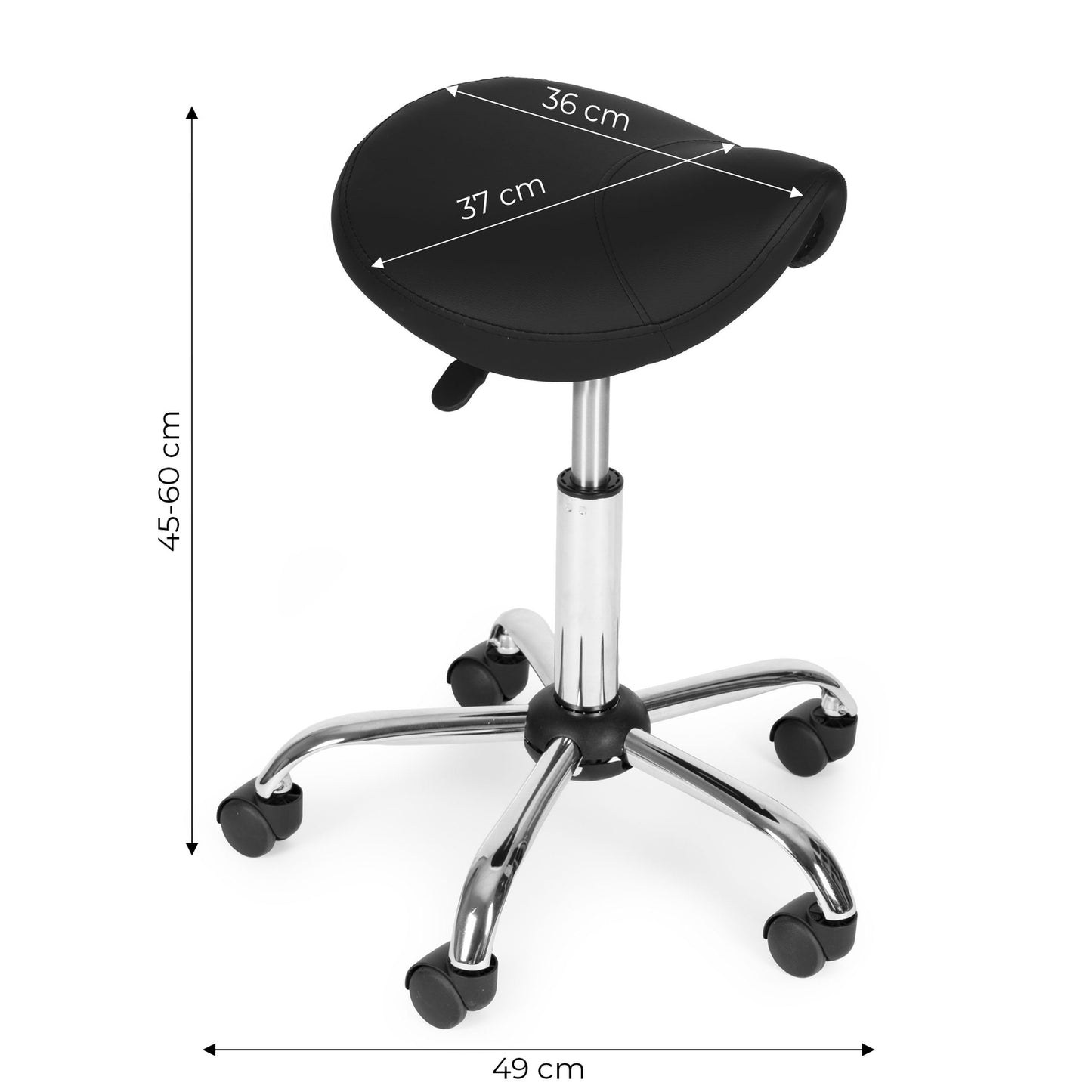 Adjustable Swivel Saddle Stool – Black, Medical Use