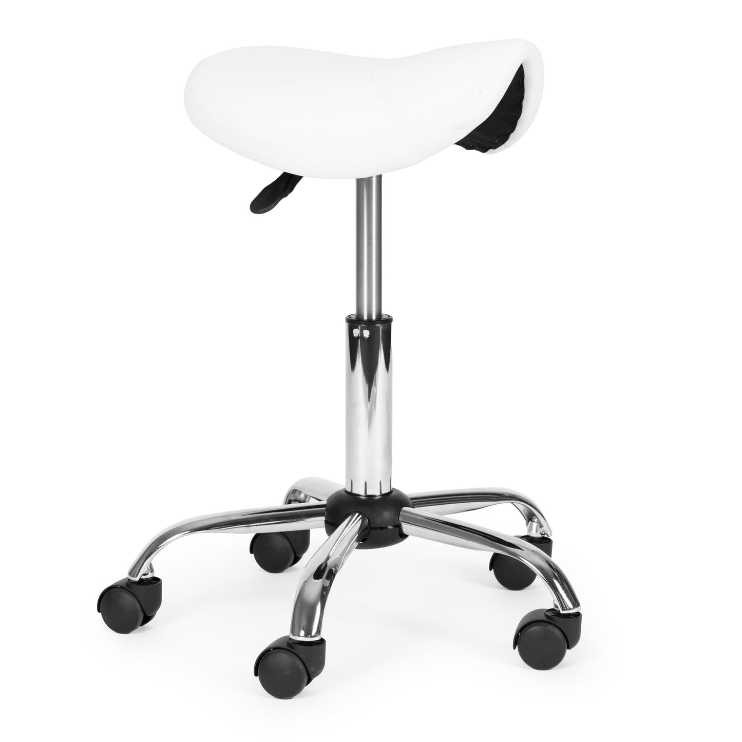 Adjustable Swivel Saddle Stool, White – Cosmetic & Medical Use